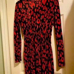 Zara Pleated Accordion Leopard Print Dress Size Small